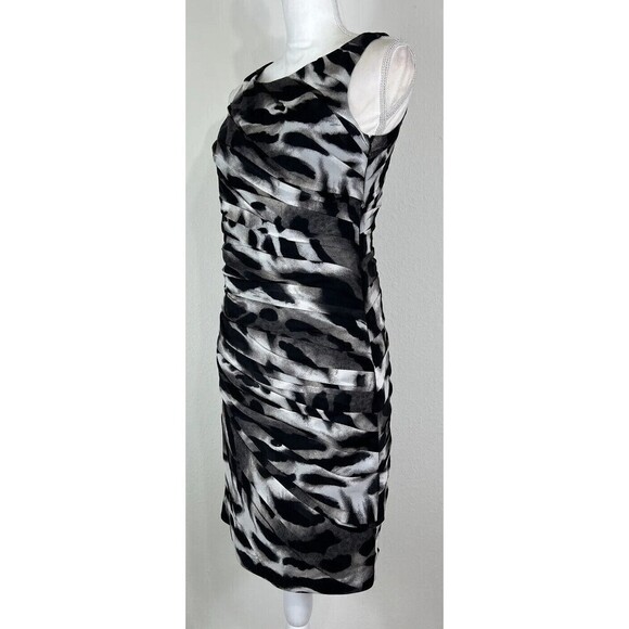 ANN TAYLOR Black Grey Animal Print Sleeveless Dress Size 6 - Picture 8 of 14